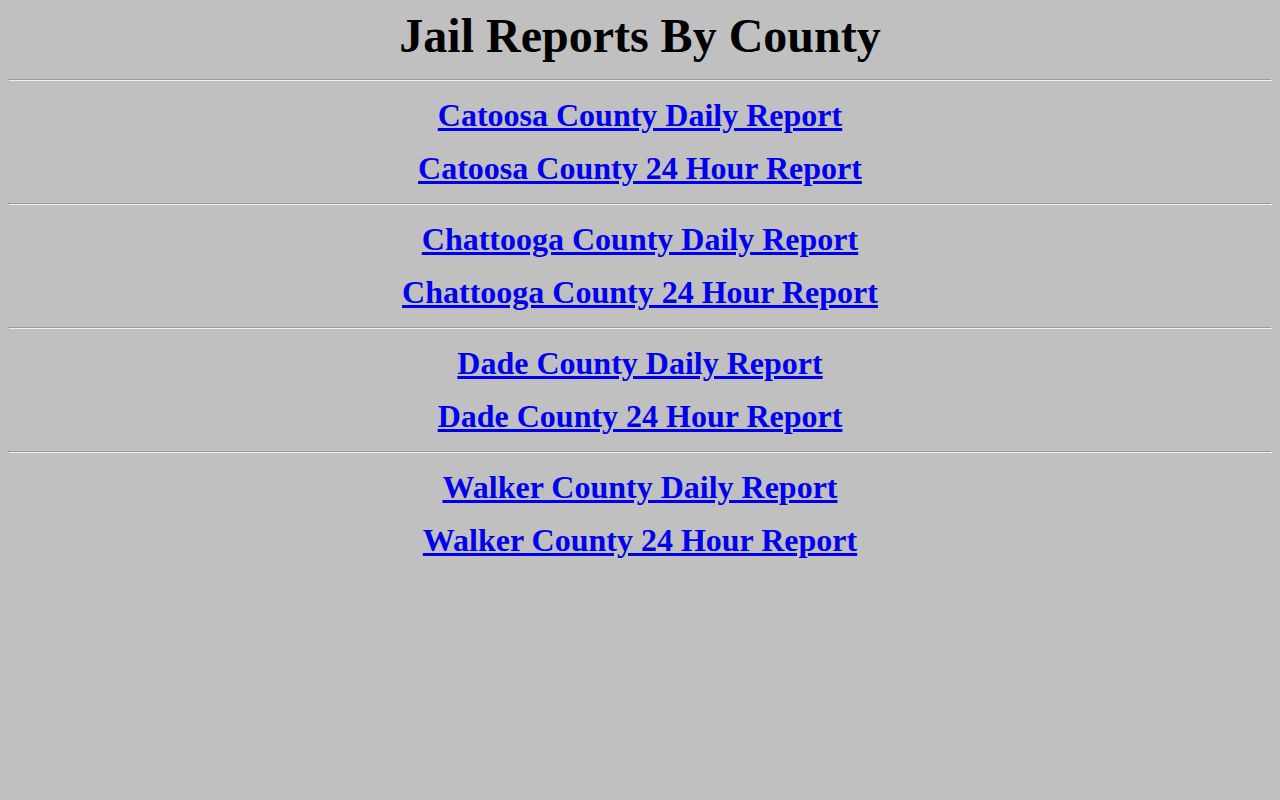 Catoosa County 24 hour release report links on LMJC