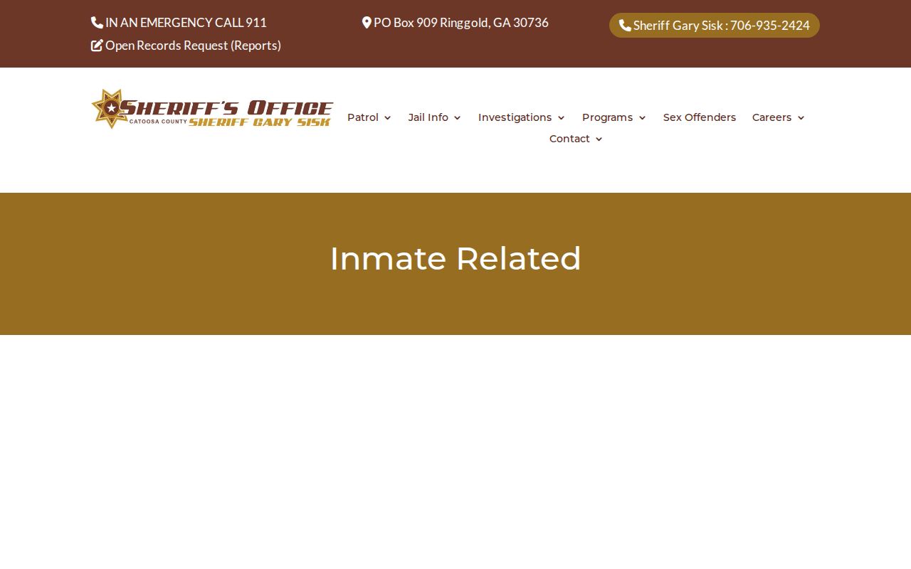 Catoosa County sheriff link for recent inmate release records