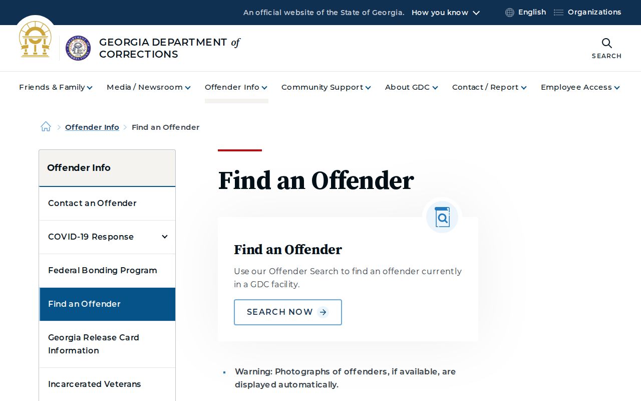 Georgia offender search for Catoosa County released state inmates